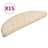 Cumpara ieftin Covorase pentru scari, 15 buc., 56x17x3 cm, semirotunde, crem