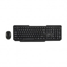 Kit tastatura si mouse wireless Well, carcasa subtire, 1000 dpi, raza actiune 10 m, USB, Negru