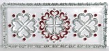 Platou dreptunghiular de cristal marca Walther Glas, colectia Sweetheart Rubin, model cu inimi, vintage anii 60, lungime 34 cm