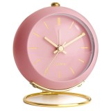 Ceas Desteptator Analogic Luxury, Metal Auriu-Rose, Silentios, Lumina Noapte, Design Clasic, Birou/Noptiera