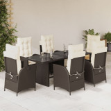 Gossi set mobilier de gradina cu perne, 7 piese, maro, poliratan