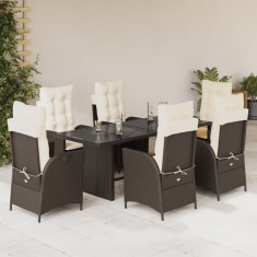 Gossi set mobilier de gradina cu perne, 7 piese, maro, poliratan