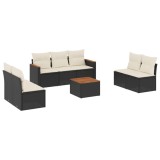 Cumpara ieftin Set mobilier de gradina cu perne, 8 piese, negru, poliratan
