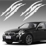 Stickere auto monster scratches, set 2 bucati, alb, 37x9 cm, folie oracal, tuning exterior masina, autoadezive rezistente
