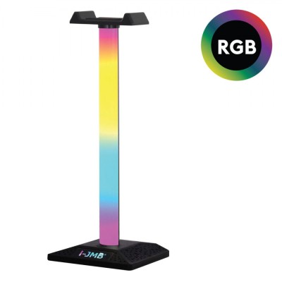 Suport Căști i-JMB, Iluminare RGB, USB, Multicolor, Bază Antiderapantă foto