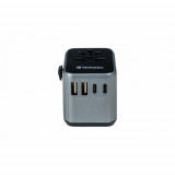 Verbatim UTA-03 Universal Travel Adapter with 1 x USB-C PD 30W &amp; QC 3.0 / 2 x
