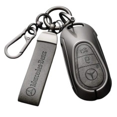 Husă cheie auto metalica si breloc compatibilă cu Mercedes-Benz E300L C260L Clasa A 180L GLA200 GLB220 GLS