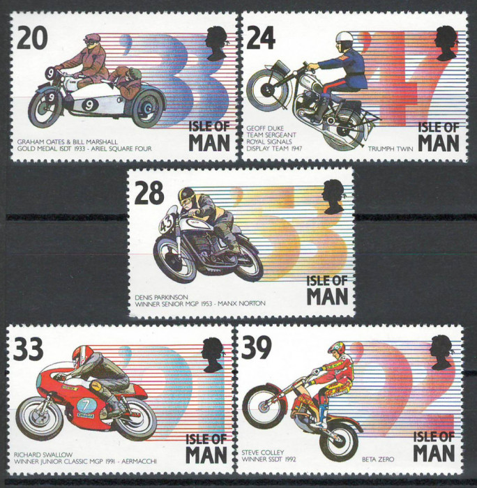 Isle of Man 1993 Mi 550/54 - Curse: concurentii si motocicletele lor