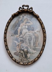 Cromolitografie cu scena mitologica ? nimfa si doi amorasi foto