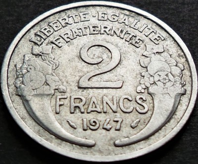 Moneda istorica 2 FRANCI / FRANCS - FRANTA, anul 1947 *cod 3603 A foto