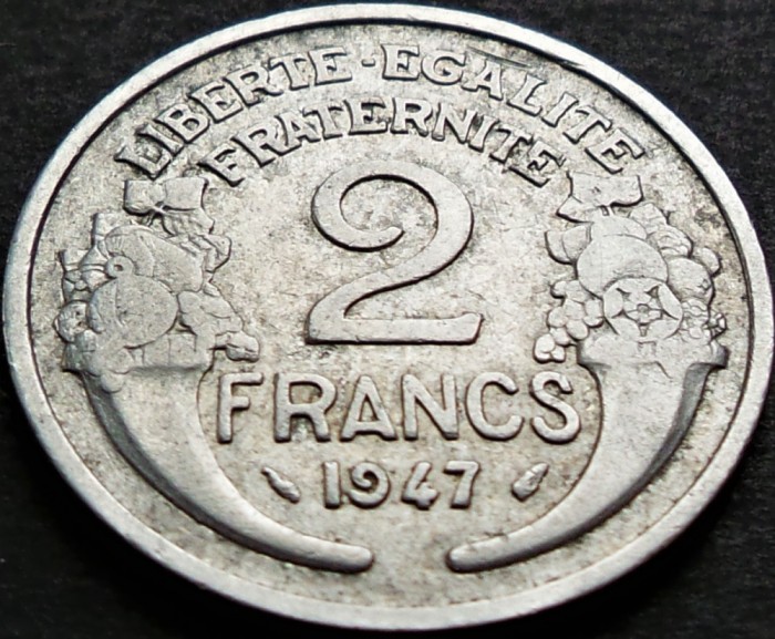 Moneda istorica 2 FRANCI / FRANCS - FRANTA, anul 1947 *cod 3603 A