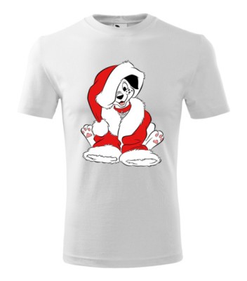 Tricou Personalizat de Craciun cu Catel si Costum de Mos Craciun - Design Festiv foto
