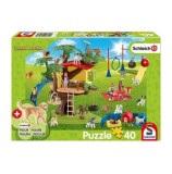 Puzzle Schmidt - Schleich - Farm World - Prieteni fericiti, 40 piese + figurine animale cadou
