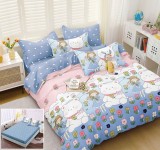 Cumpara ieftin Lenjerie Pat Bumbac 4 Piese Cu Elastic Albastru 180x200 cm