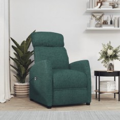 vidaXL Fotoliu cu ridicare, verde &icirc;nchis, material textil