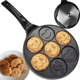 Tigaie pentru Clătite și Ochiuri cu Față Z&acirc;mbitoare, Aluminiu, Antiaderent, Fără PFOA, 26 cm, Ruhhy