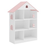 Cumpara ieftin Biblioteca camera copii mdf alb roz Casuta 83x30x106,5 cm