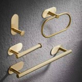 Set accesorii baie 4 piese, suport prosop, cuier baie, suport hartie igienica din otel inoxidabil, pentru baie/bucatarie, fara gauri in pereti, 40 cm,