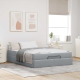 VidaXL Cadru de pat cu saltea Gri deschis 140 x 200 cm țesătură 3399494