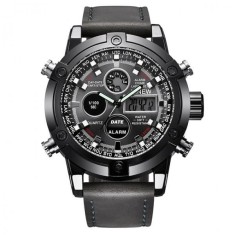 Ceas Barbatesc XINEW CS1213, Fashion &amp; Casual, curea piele, model gri inchis