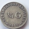 Antilele Olandeze 1/4 Gulden 1957 argint, America Centrala si de Sud