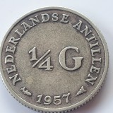 Antilele Olandeze 1/4 Gulden 1957 argint, America Centrala si de Sud