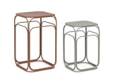 Cumpara ieftin Set 2 masute cafea otel maro verde salvie Clarity 30.5x30.5x51h; 36x36x61h