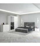 Dormitor Eric Gri + Comoda 3 Sertare 140x200cm