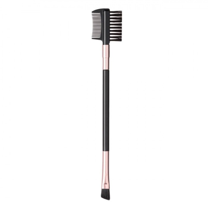 Pensulă Dublă Spr&acirc;ncene-Gene, 15cm, Pieptene și Perie, Negru-Roz
