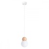 Lampă Suspendată Pekka Lemn Alb/Natural Sticlă/Lemn 1 Bec Minge Scandinavă De Interior