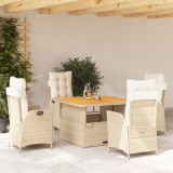 VidaXL Set mobilier de grădină cu perne, 5 piese, bej, poliratan
