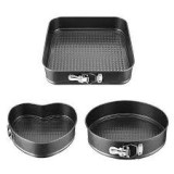 Set de Forme pentru Tort si Patiserie cu Fund Detasabil, 3 Piese, din Otel Carbonat Handy KitchenServ