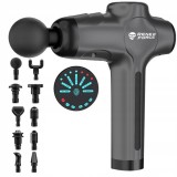 Pistol de masaj Renew Force, 7 viteze, motor silențios, 10 capete, ecran LCD, gri
