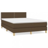 Cumpara ieftin Pat box spring cu saltea, maro inchis, 140x200 cm, textil