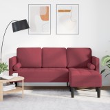 vidaXL Canapea formă L, 3 locuri, bordo, 160 cm, textil