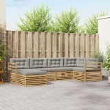 vidaXL Set de canapele de exterior 6 pcs Alb și gri deschis Poliester 3390746