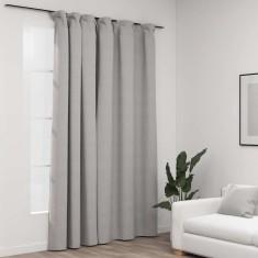 vidaXL Draperie opacă, aspect de in, gri, 290 x 245 cm, cu c&acirc;rlige 321175