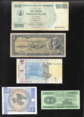 Set 5 bancnote de prin lume adunate (cele din imagini) #22 foto