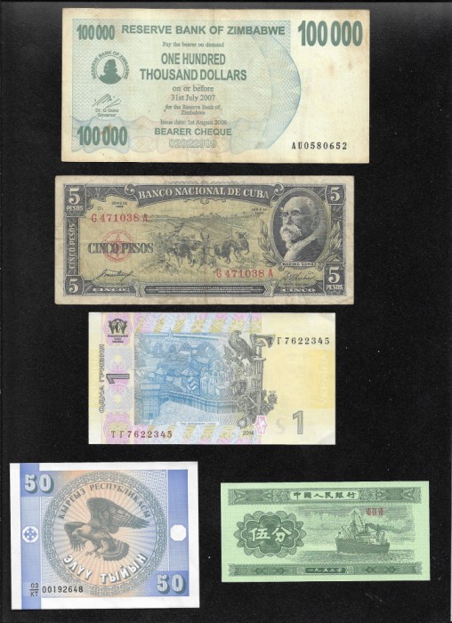 Set 5 bancnote de prin lume adunate (cele din imagini) #22