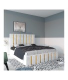 Pat Tapitat Mexic Alb + Saltea 20cm Grosime 180x200cm