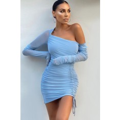 S535-48 Rochie scurta casual/eleganta pe un umar din material elastic