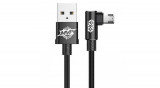 Baseus Micro USB MVP Micro USB MVP Cablu de &icirc;ncărcare și date USB &icirc;n unghi drept 1,5 A 2m negru (CAMMVP-B01)