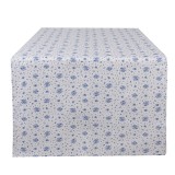 Traversa masa bumbac alb albastru 50x140 cm