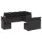 Set mobilier de gradina cu perne, 8 piese, negru, poliratan