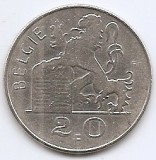 Belgia 20 Franci 1951 - (text olandez) Argint 8g/835, KM-140.1, Europa