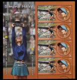 Sport, tenis, Simona Halep - nr. 1 mondial - minicoală de 4 timbre cu manșeta ilustrată, 2018, LP 2209b, MNH, Nestampilat