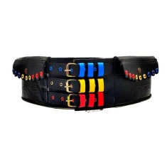 Chimir, Serpar traditional din piele naturala, Tricolor, 116x13 cm