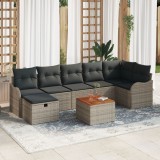VidaXL Set de Sofa de Grădină cu 8 Piese cu Pernuțe Gri Ratan Polimeric, vidaXL Sofa de Grădină cu 2 Locuri cu Pernuțe Gri Ratan Polimeric