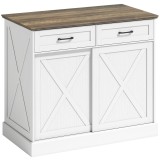 HOMCOM Insulă centrală de bucătărie, bufet de bucătărie, mobilier de depozitare cu 2 sertare, 2 uși culisante, poliță reglabilă, alb | Aosom Romania