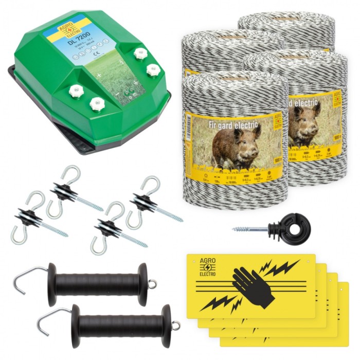 Pachet de bază gard electric 4000 m, 7,2&nbsp;Joule, pentru animale sălbatice